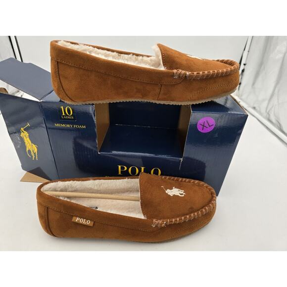 Polo Ralph Lauren Ladies Memory Foam House Shoes Slippers Fuzzy Size 10 NIB - Picture 1 of 7